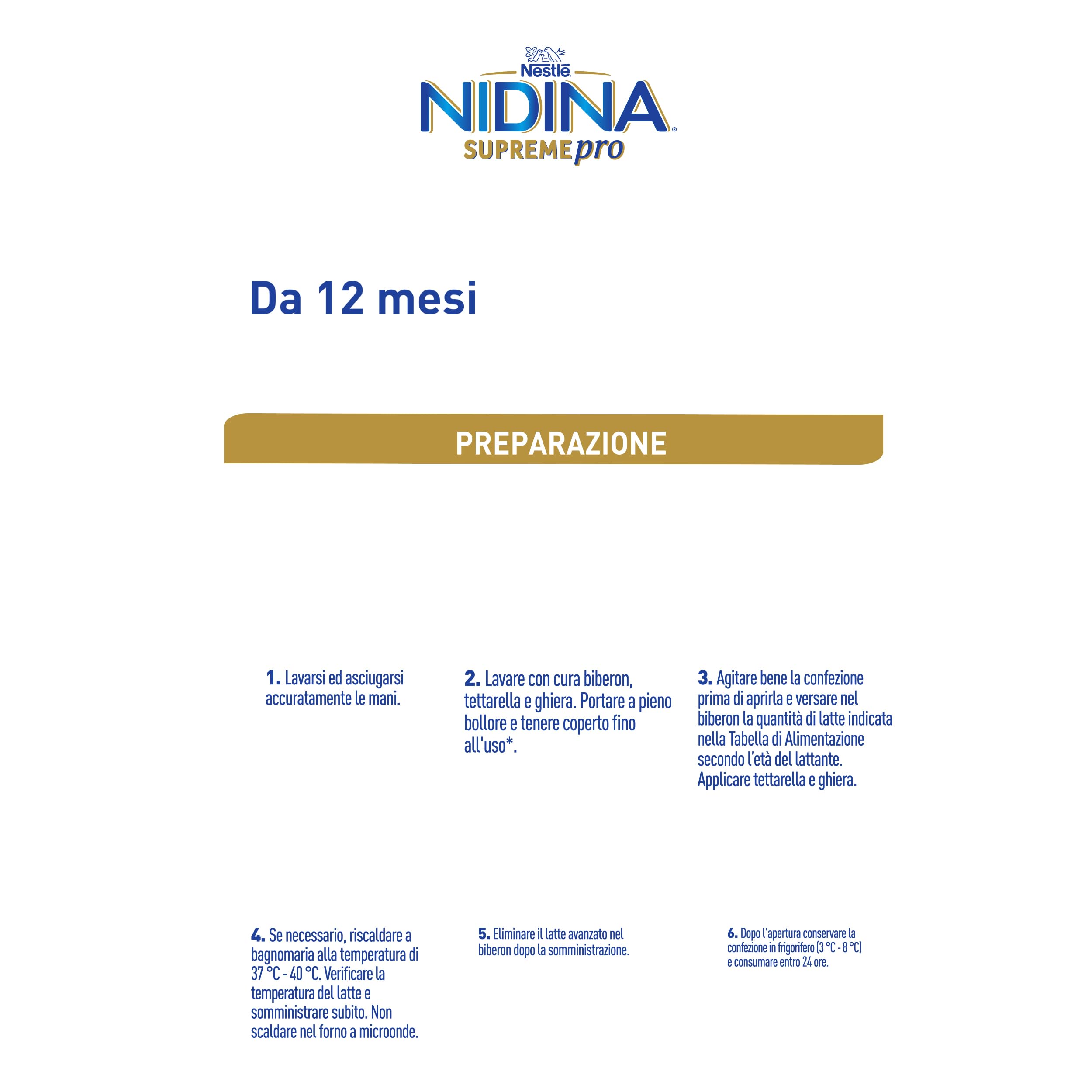 NIDINA SUPREMEpro 3 Latte di Crescita Liquido da 12 mesi, 12 Brick da 300ml (3,6L)