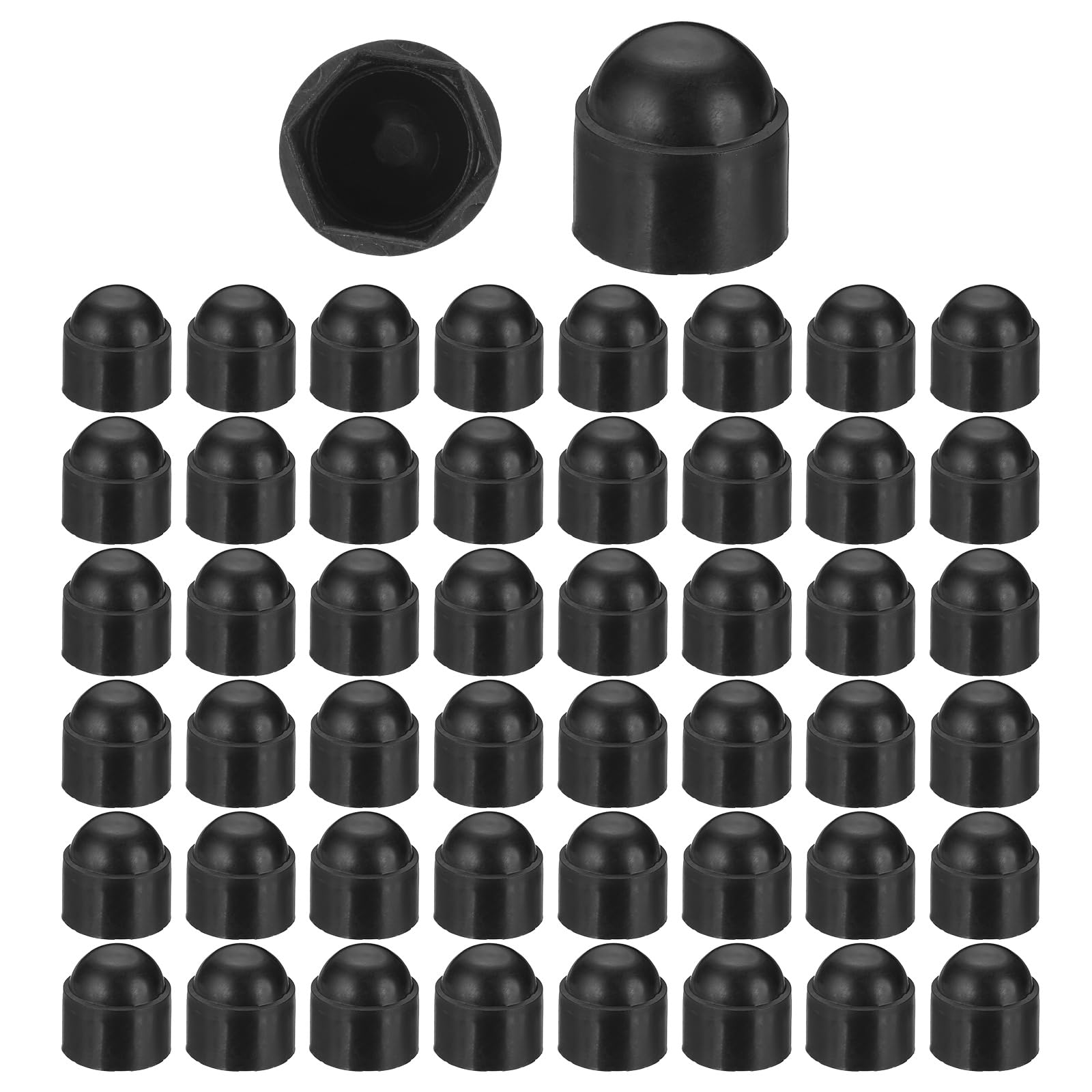 PATIKIL 100 Pcs Hex Nut Cover, M12x18x22mm Nylon Screws Bolt Covers Caps Dome Acorn Hex Head Bolt Protection Cap for Screws Nut, Black — image 1