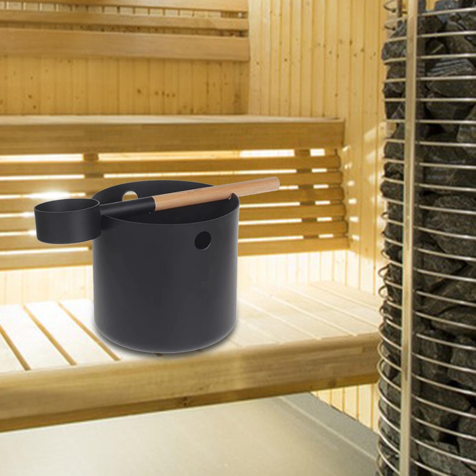 Set Secchio E Mestolo per Sauna da 5 Litri, Robusto Secchio per Acqua per Appartamento, Doccia, Hotel