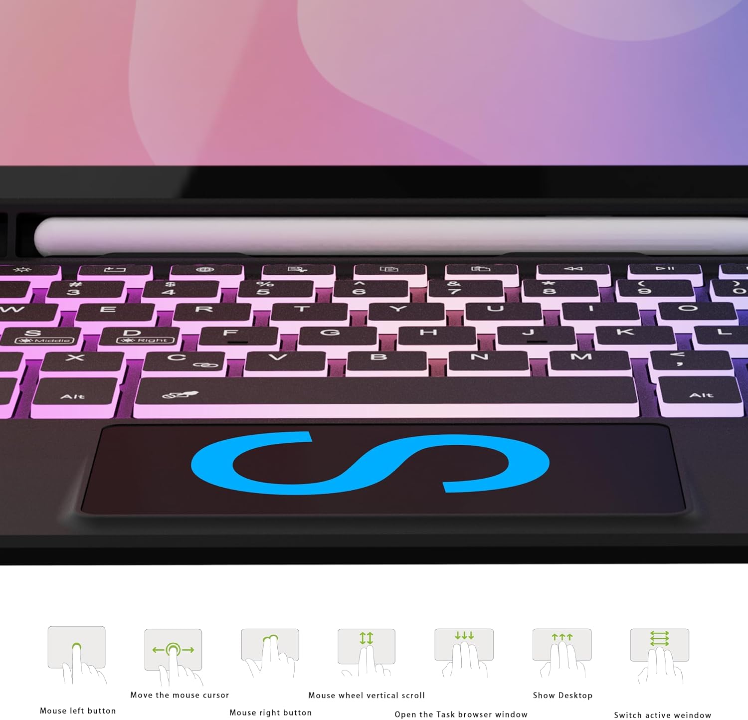 for Samsung Galaxy Tab S11 2025 11" Keyboard Case: 3 Zone 7 Colors Backlit Trackpad Keyboard for 11-inch Samsung Tablet S11 5G - Detachable Wireless Key Board Tablet Cover with Pen Holder & Kickstand