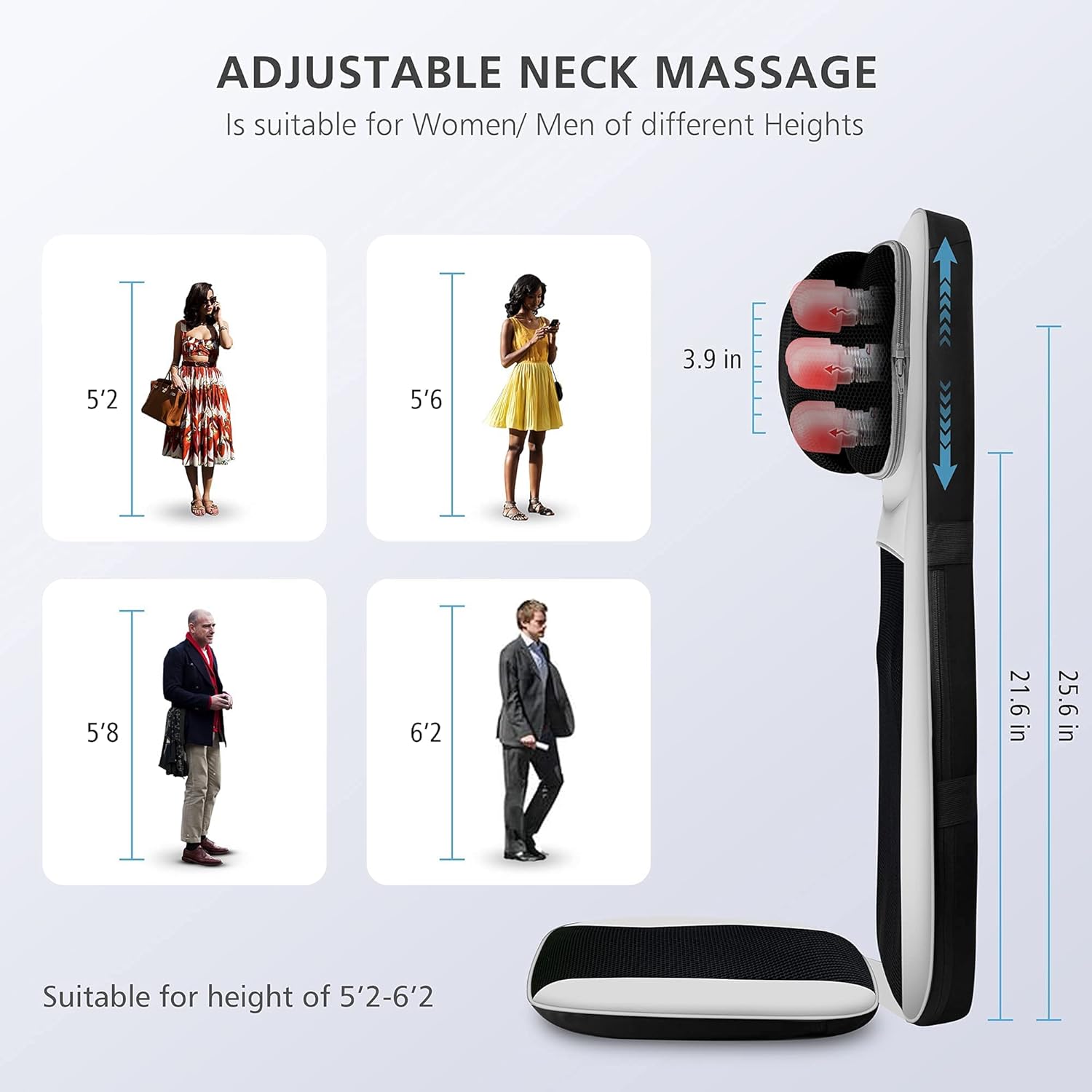 Snailax Neck and Back Massager with Heat, Shiatsu Back Massager for Back Pain, Kneading,Rolling Massage Seat Cushion,Full Body Massage Chair Pad,Seat Massager for Chair,Ideal Gifts