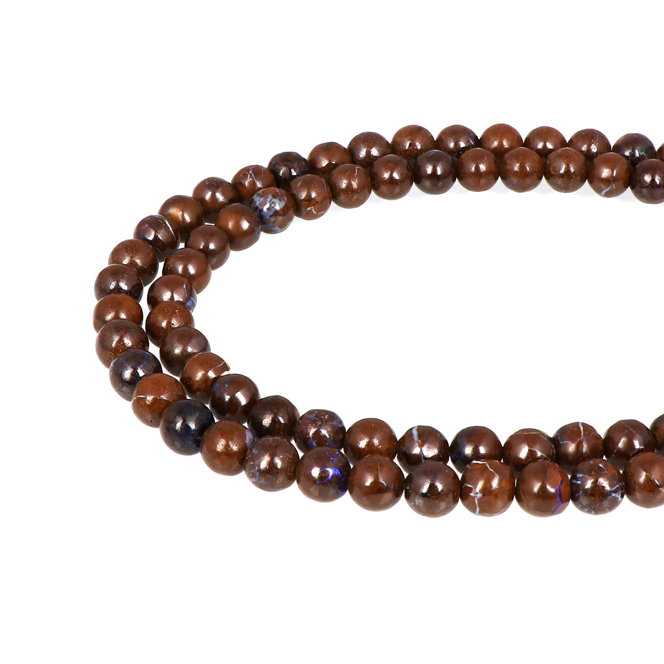 Naturalny opal kamień luźne koraliki sznur (7-7,5 mm) okrągły gładki żweleria tworzenie DIY - (39 cm) 1 sznurek na naszyjnik, bransoletka, kolczyki