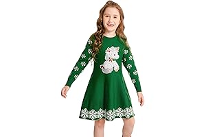 Unicorn and Snowflake Christmas Sweater Dress for Girls