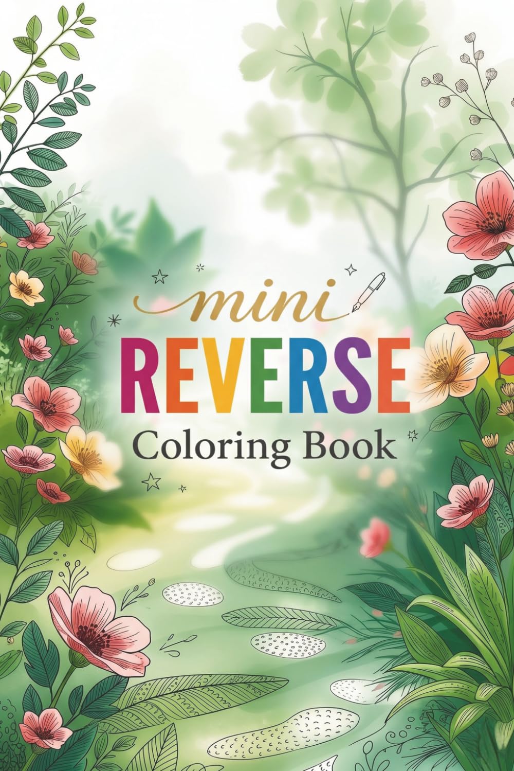 Mini Reverse Coloring Book: 35 Watercolor Pages for Creative Doodling and Relaxation