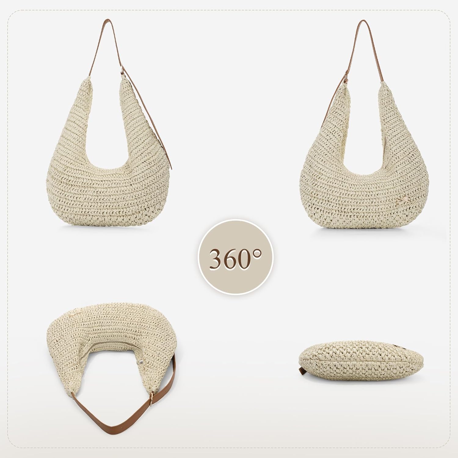Fecialy Straw Bags for Women Straw Shoulder Bag Summer Beach Tote Handbag Raffia Woven Hobo Bag 2026