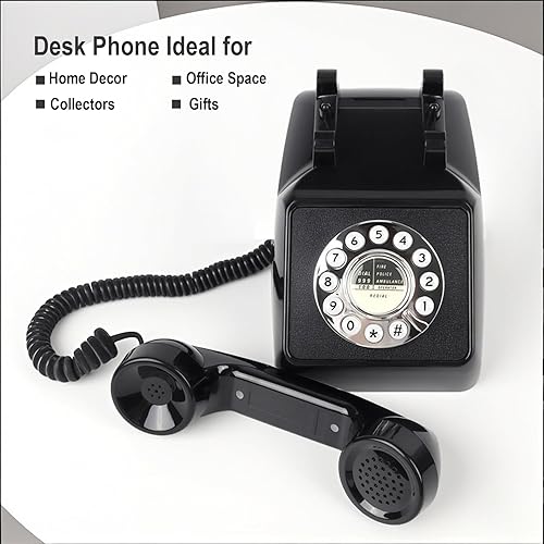 Miniatura 5 de Teléfonos de casa retro fijos, teléfono de escritorio vintage con cable para personas mayores, teléfono de trabajo retro antiguo con