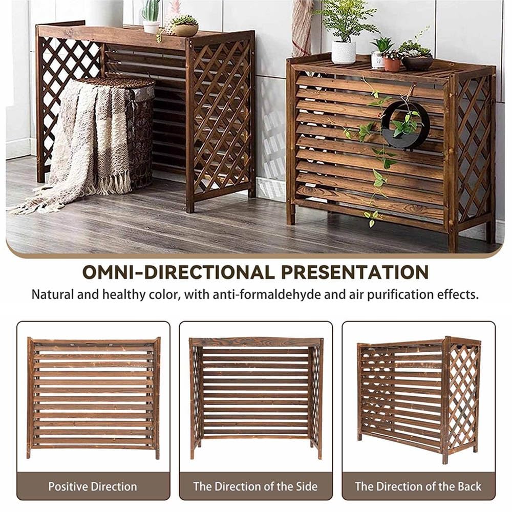 Copri Condizionatore da Esterno Legno Massiccio d'Aria per Giardino E Balcone, Supporto Decorativo Copertura Condizionatore in Legno retrò per Condizionatori d'Aria E Piante(S)
