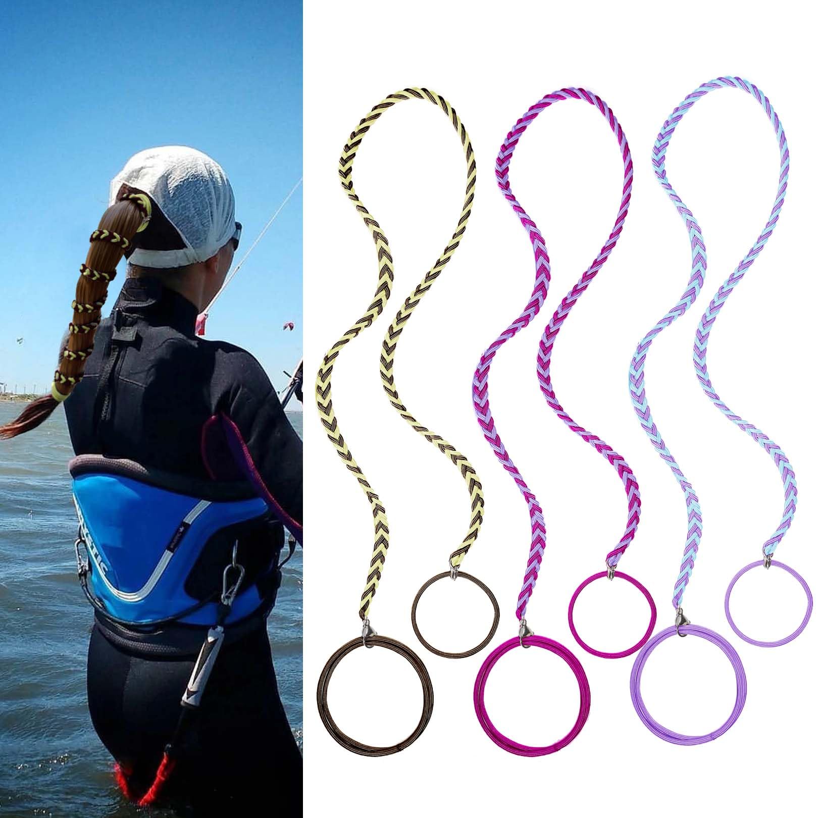 SISYOUP 3 Pack 25' Colorful Elastic Hair Ties, Hair Bands for Long Thick Curly Hair, Ponytail Holders for Women, Braided Hair Ties Scrunchies, Keep