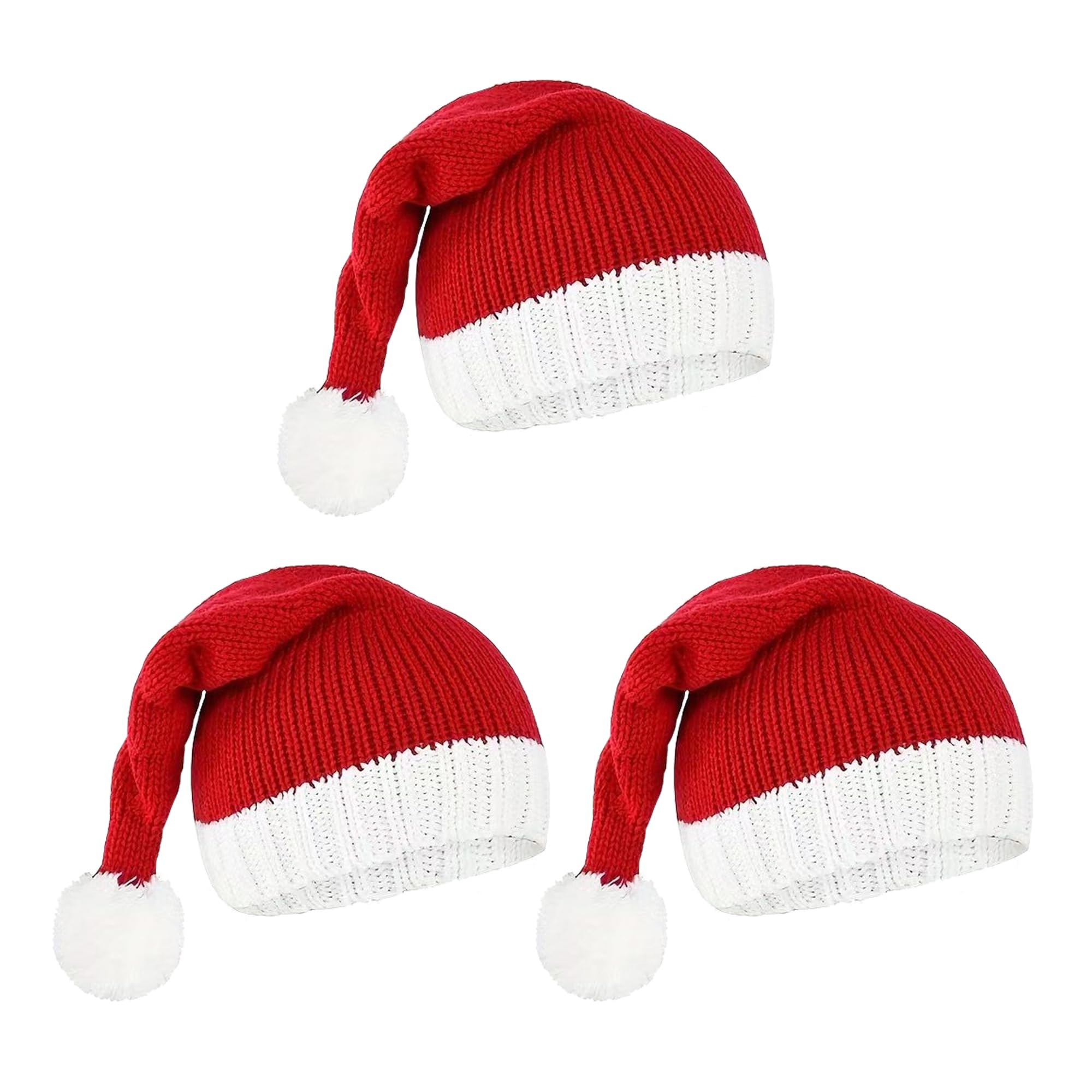 Cappello di Babbo Natale lavorato a maglia per adulti, calza all'uncinetto, berretto invernale caldo per feste di Natale