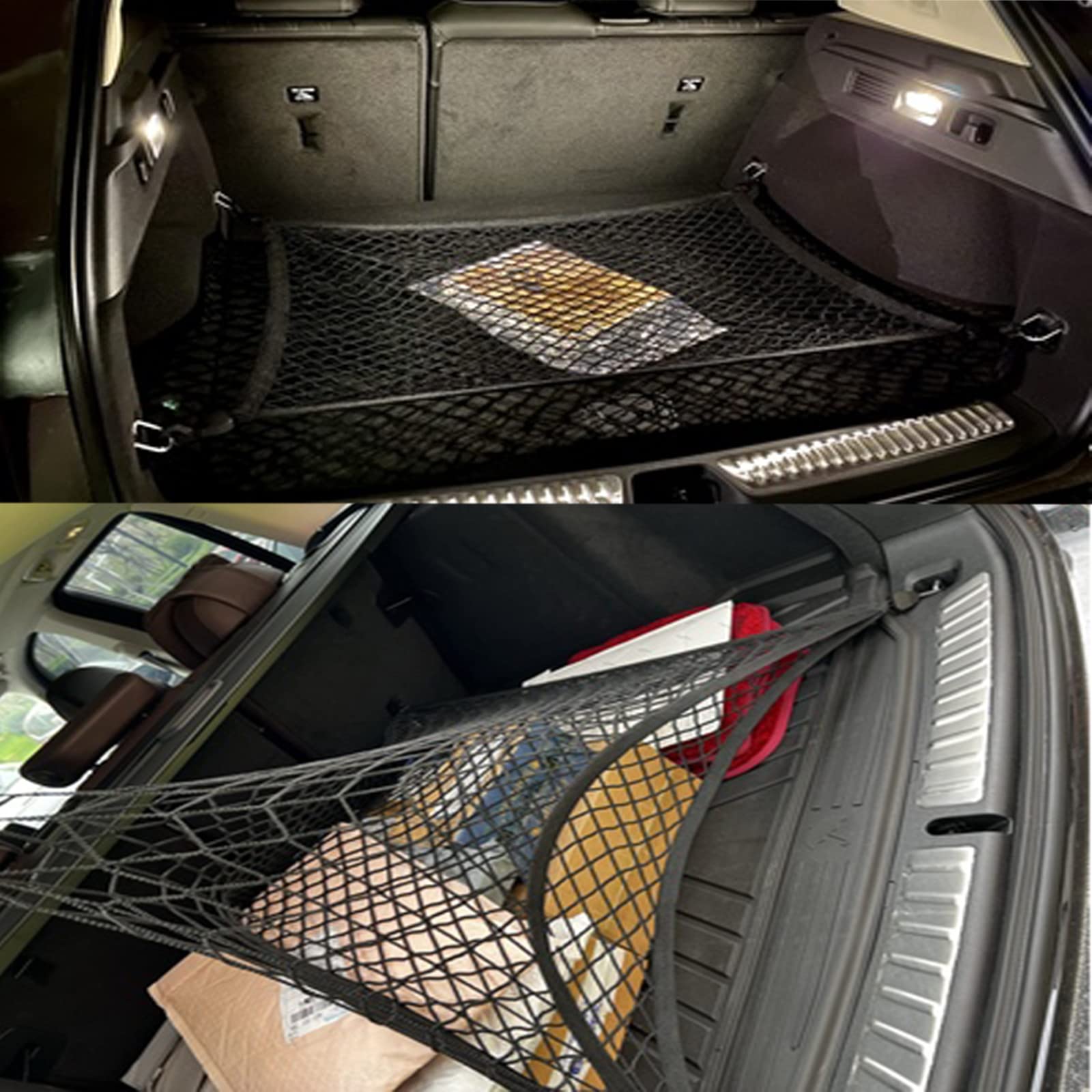 Rete portaoggetti regolabile, resistente, elastica, organizer per camion, auto, furgoni, SUV, design a doppio strato, 80 x 50 cm, ideale per interni auto e bagagliaio