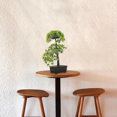 Miniatura 5 de Angoily Plantas artificiales de interior Bonsái de pino artificial en maceta, exhibición de escritorio, maceta de árbol falso, planta de bonsái de
