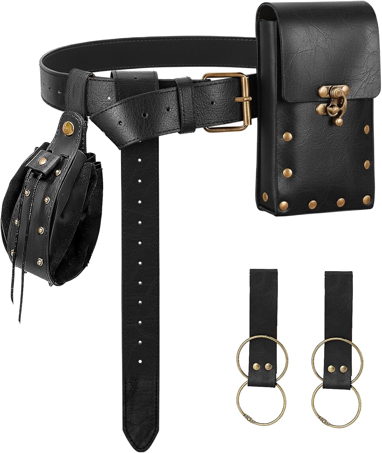 Renaissance Medieval Belt Pouch Set - Renaissance Accessories with Pirate Belt Pouch for Halloween Cosplay & LARP