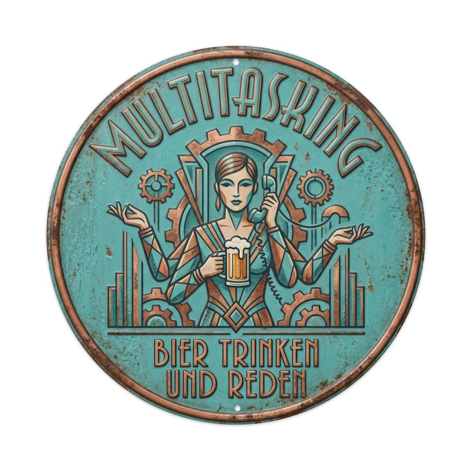 Vintage Bar Style Multitasking Humorous Mancave Multitasking Metal Tin Sign Plaque Wall Decor for Cafe, Club, Garden Round Metal Poster 8x8Inch