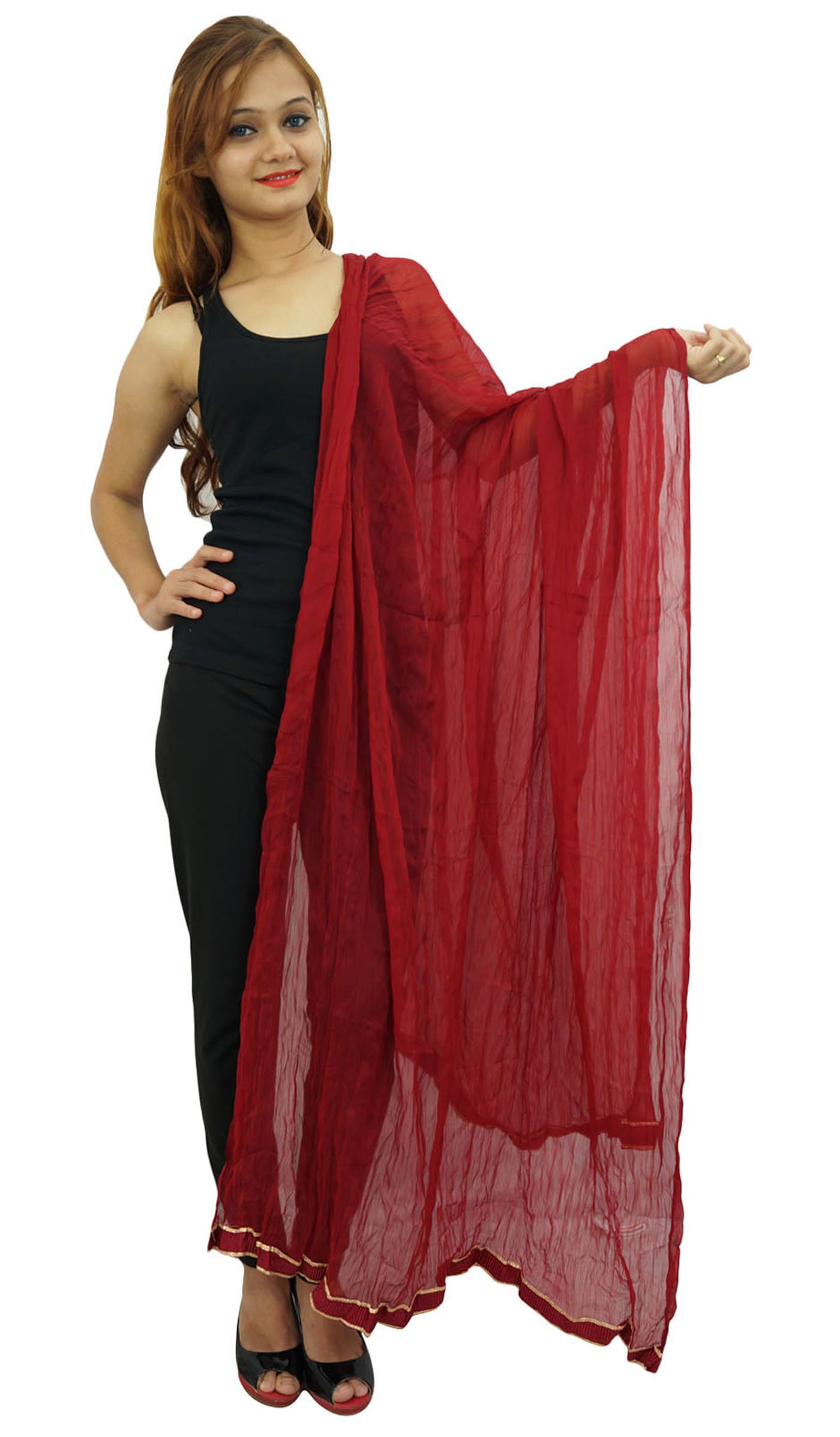 aboutyou Chiffon Blend Dupatta Chunni Stole Indian Long Women Wrap Tassel Scarves