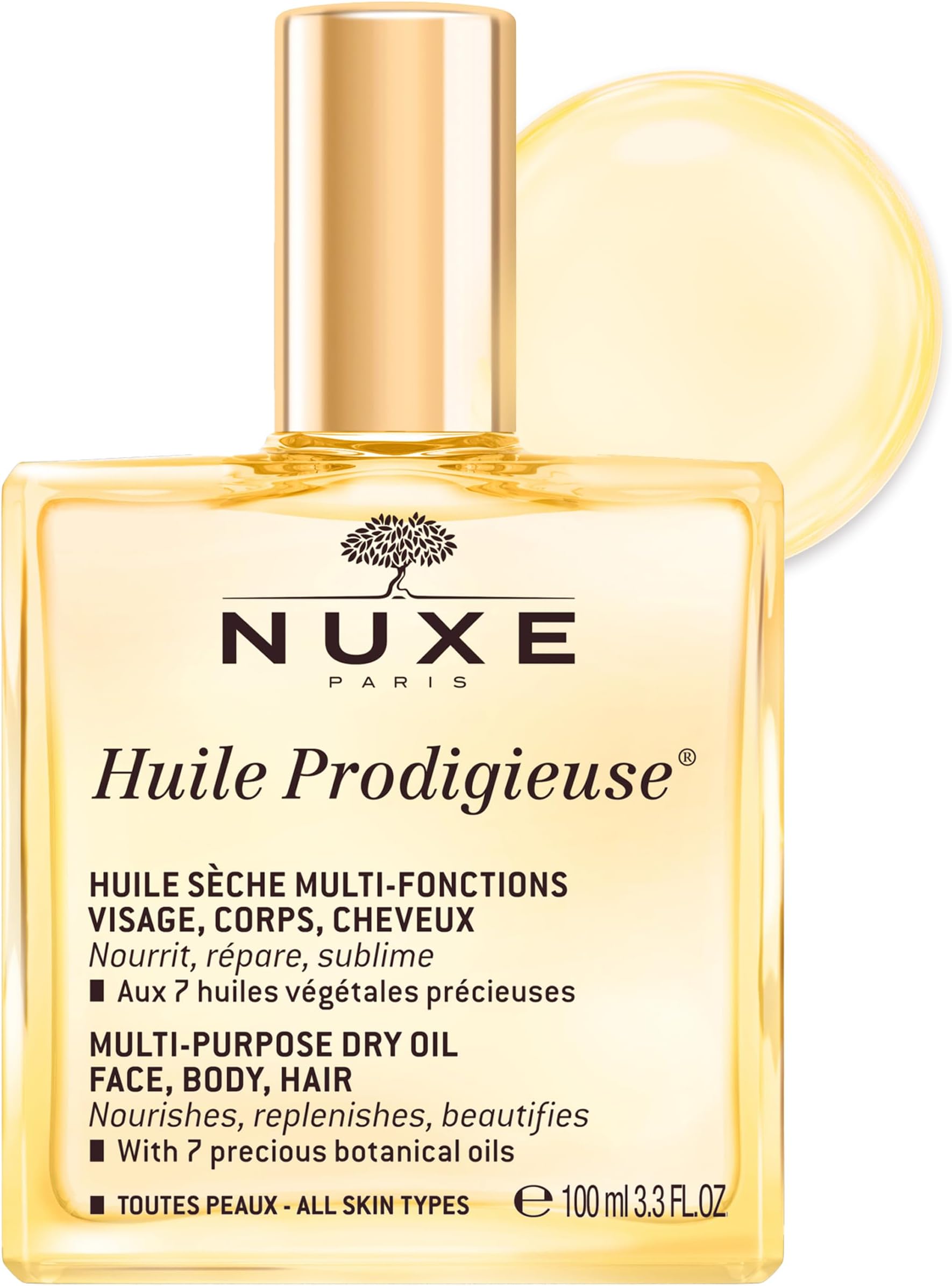 Huile Prodigieuse Multi-Purpose Dry Oil - Radiant Glow and Lightweight Hydration for Face, Body & Hair. Nourishes, Repairs and Enhances