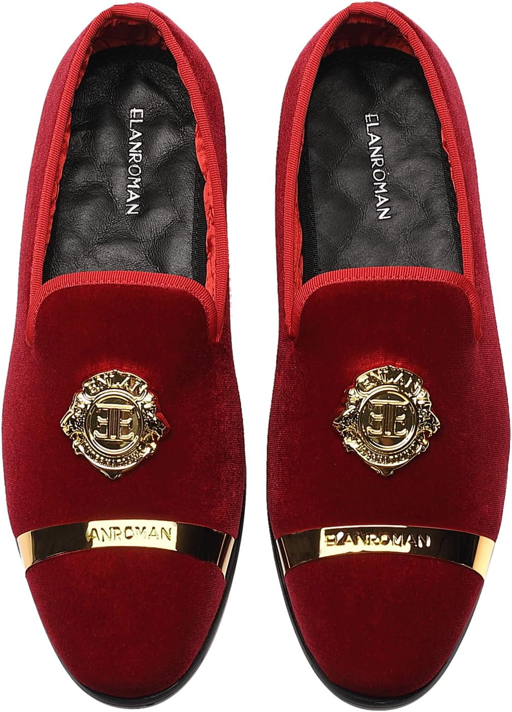 ELANROMAN Men's Velvet Loafers Dress Fashion Wedding Party Prom Shoes - Image 2