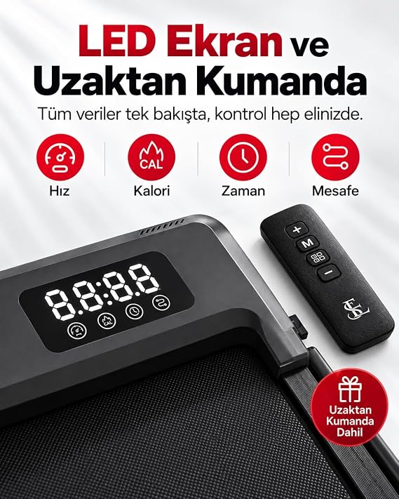 Bluetoothlu Koşu ve Yürüyüş Bandı Yeni Nesil 2 HP Motor%5 Eğim
