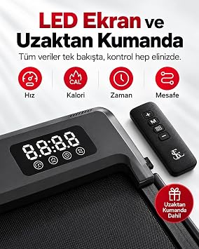 Bluetoothlu Koşu ve Yürüyüş Bandı Yeni Nesil 2 HP Motor%5 Eğim