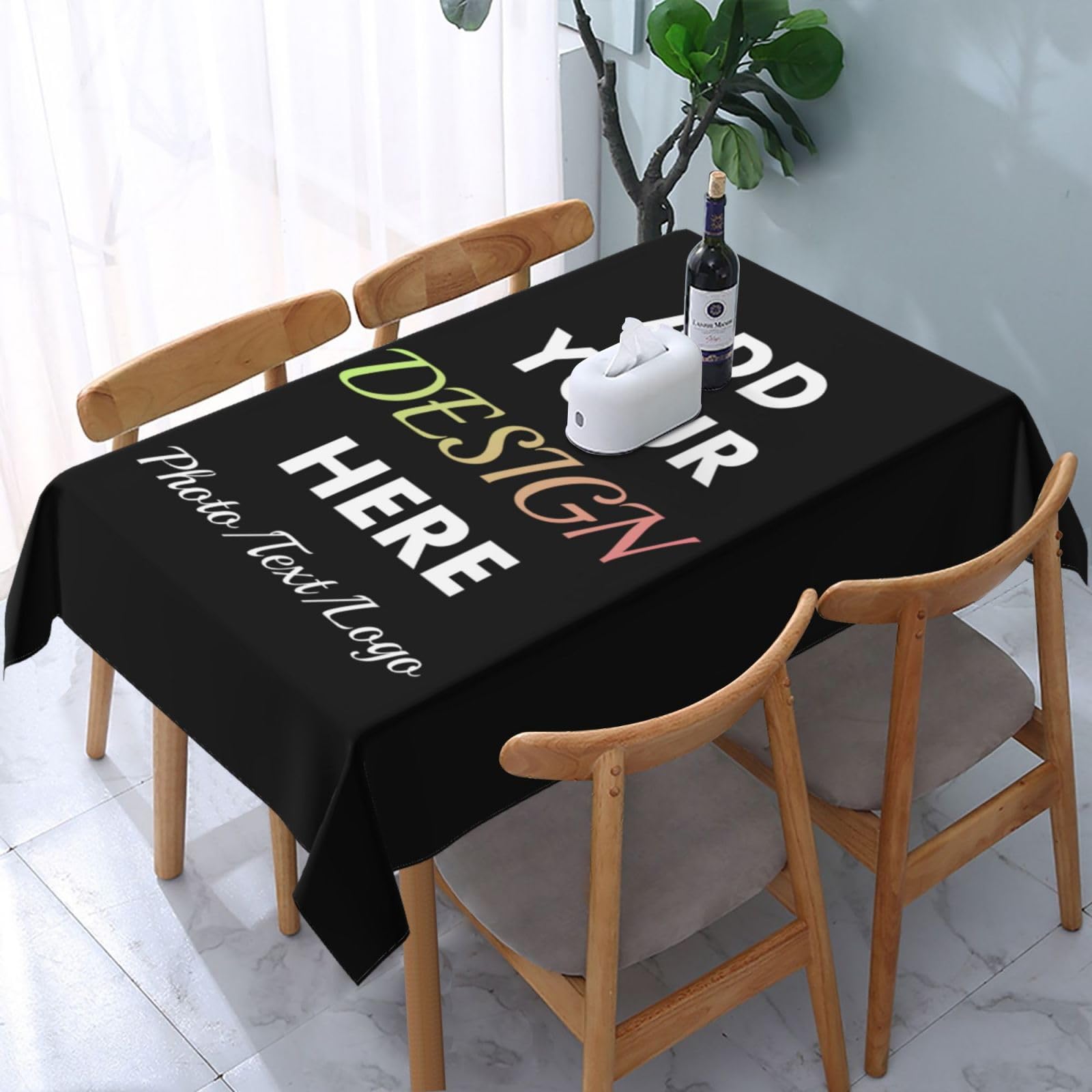 Melbrakin Custom Tablecloth,Personalised Table Cover with Photo Text Logo Decorative Rectangle Table Cover for Parties, Camping,Dinner 54x72 Inch