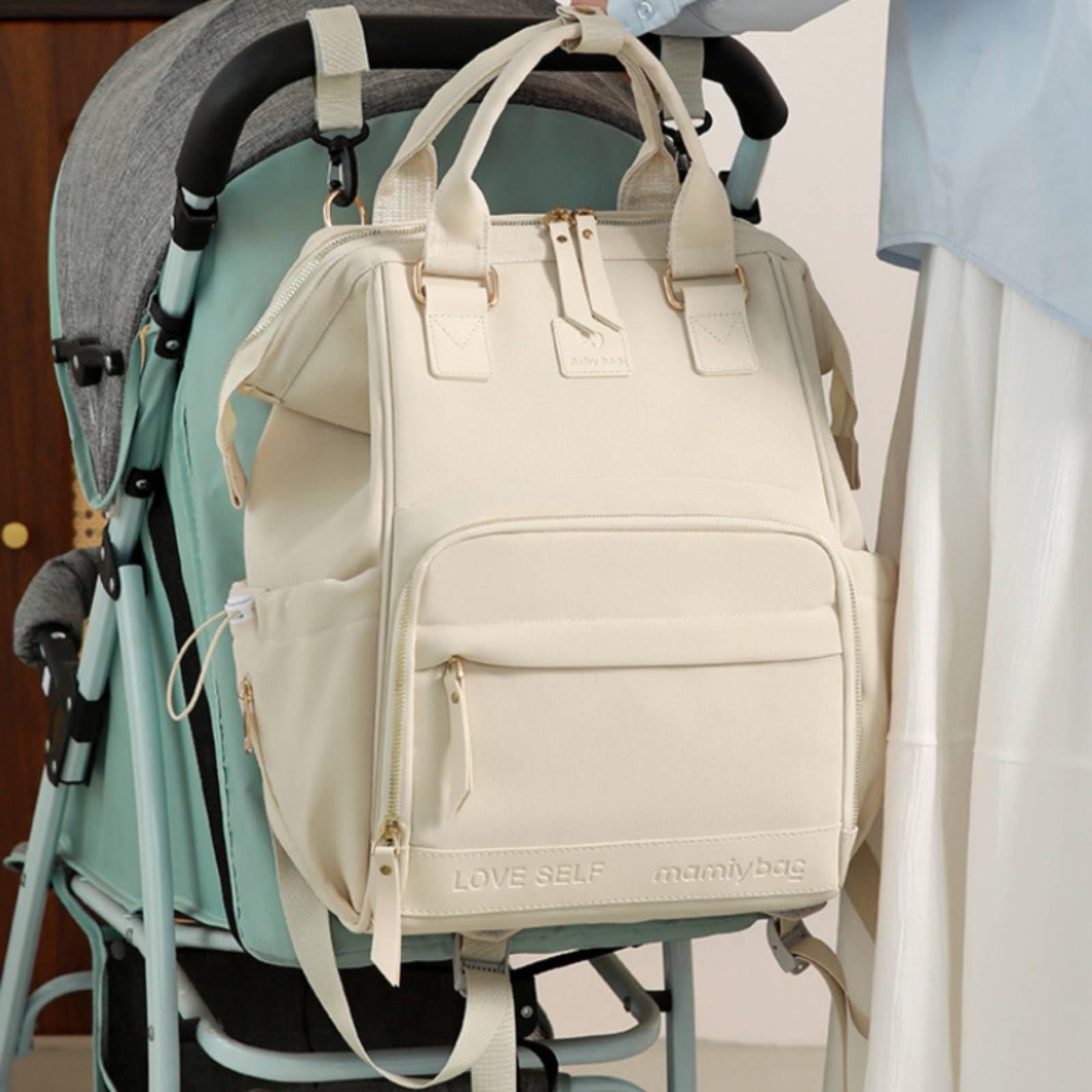 Zaino Fasciatoio Imbottito Zaino Mamma con Tasche Unisex Borsa Fasciatoio per Neonati, Grigio, Grigio Tè Matcha