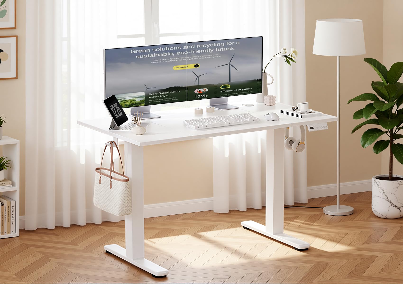 Claiks Electric Height Adjustable Standing Desk, 48x24 Inch, Cold White view 7