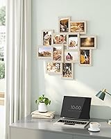 Vista 6 de SONGMICS 4x6 Collage Picture Frames, 12-Pack Photo Collage Frame for Wall Decor, Glass Front, Assembly Required, Natural Beige URPF022N01 Beige