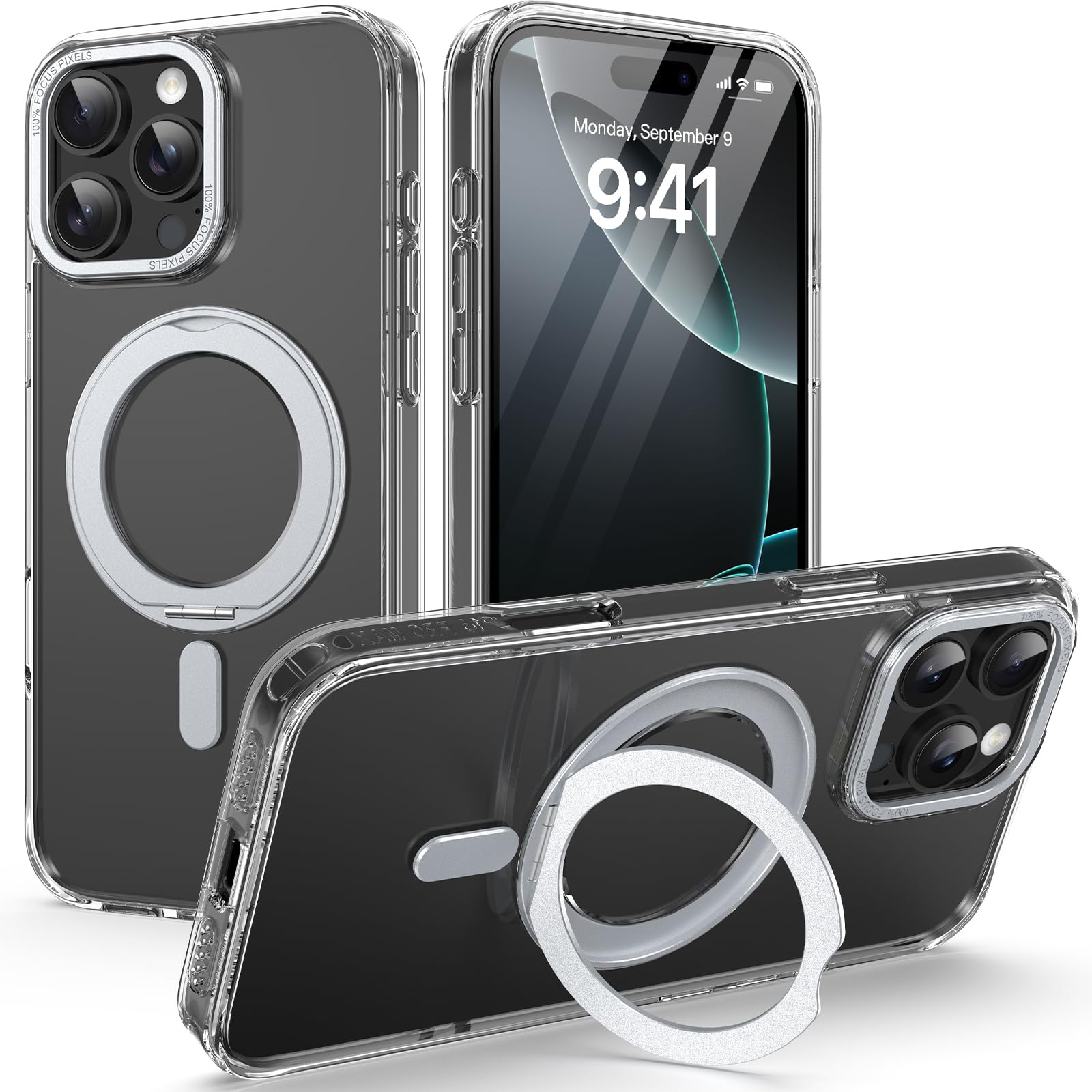 Lopnord Custodia Magnetica Trasparente Per IPhone 16 Pro Max Con Supporto Integrato - Antiurto E Compatibile MagSafe - 4