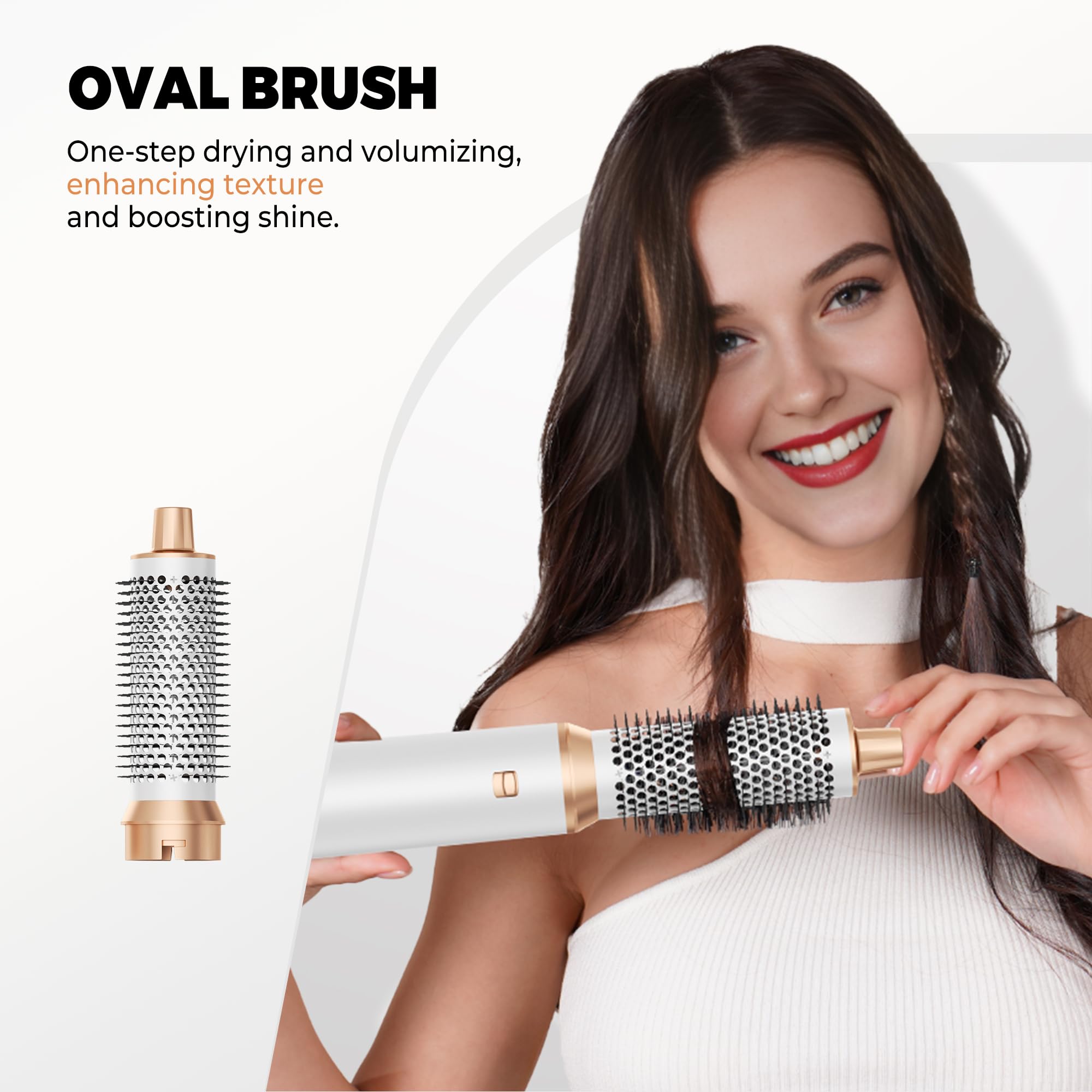 OKWRAP Airbrush 5 en 1, Air Styler 5 en 1, Hair Styler avec Seche Cheveux, Boucleur Automatique, Brosse Coiffante Chauffante, Brosse Lissante, Seche Cheveux 5 en 1 pour Sécher, Boucler, Lisser
