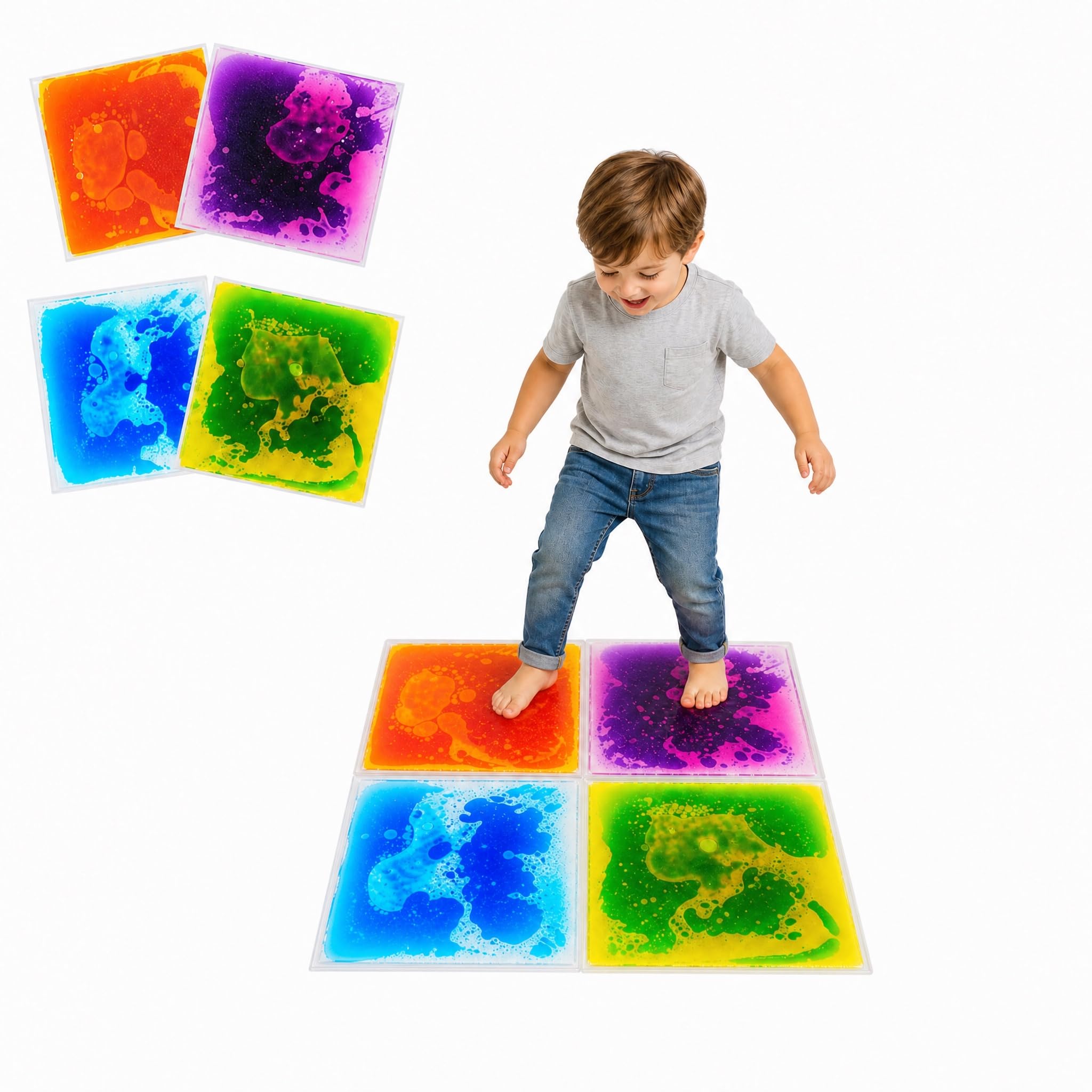 edusense Liquid Sensory Floor Tiles Non-Slip Autism Home&amp;Classroom Play 3+