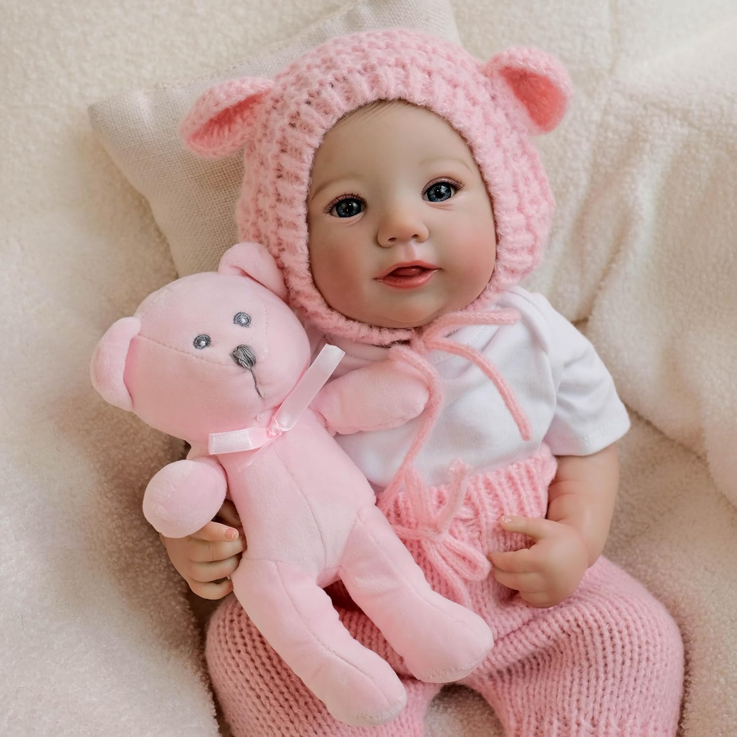 RXDOLL 24 Pulgadas Muñeca Reborn Realista Bebé Recién Nacido Suave Muñeca De Silicona Con Pelo Largo, Cinturón De Flores, Vestido Colorido, Juguetes Para Niñas, Regalos De Cumpleaños Para Edades 3