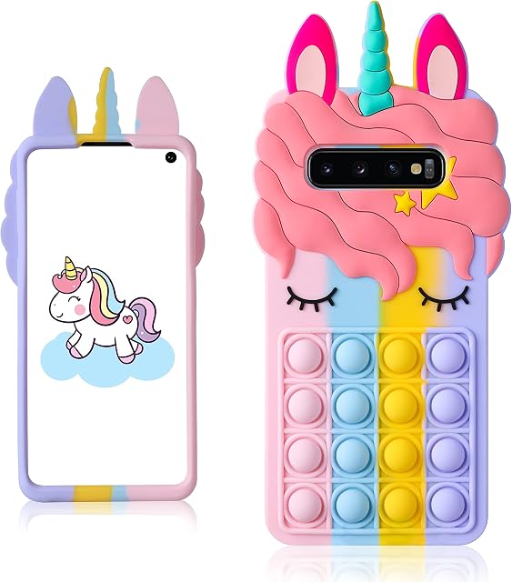 STSNano Color Unicorn Case Cover Silicone Fidget for Samsung Galaxy S10 Plus S10+ for Girls Boys Teen Fashion Cute Fun Design Unique Cool Kawaii Funny Cartoon Cases for Samsung Galaxy S10 Plus S10+