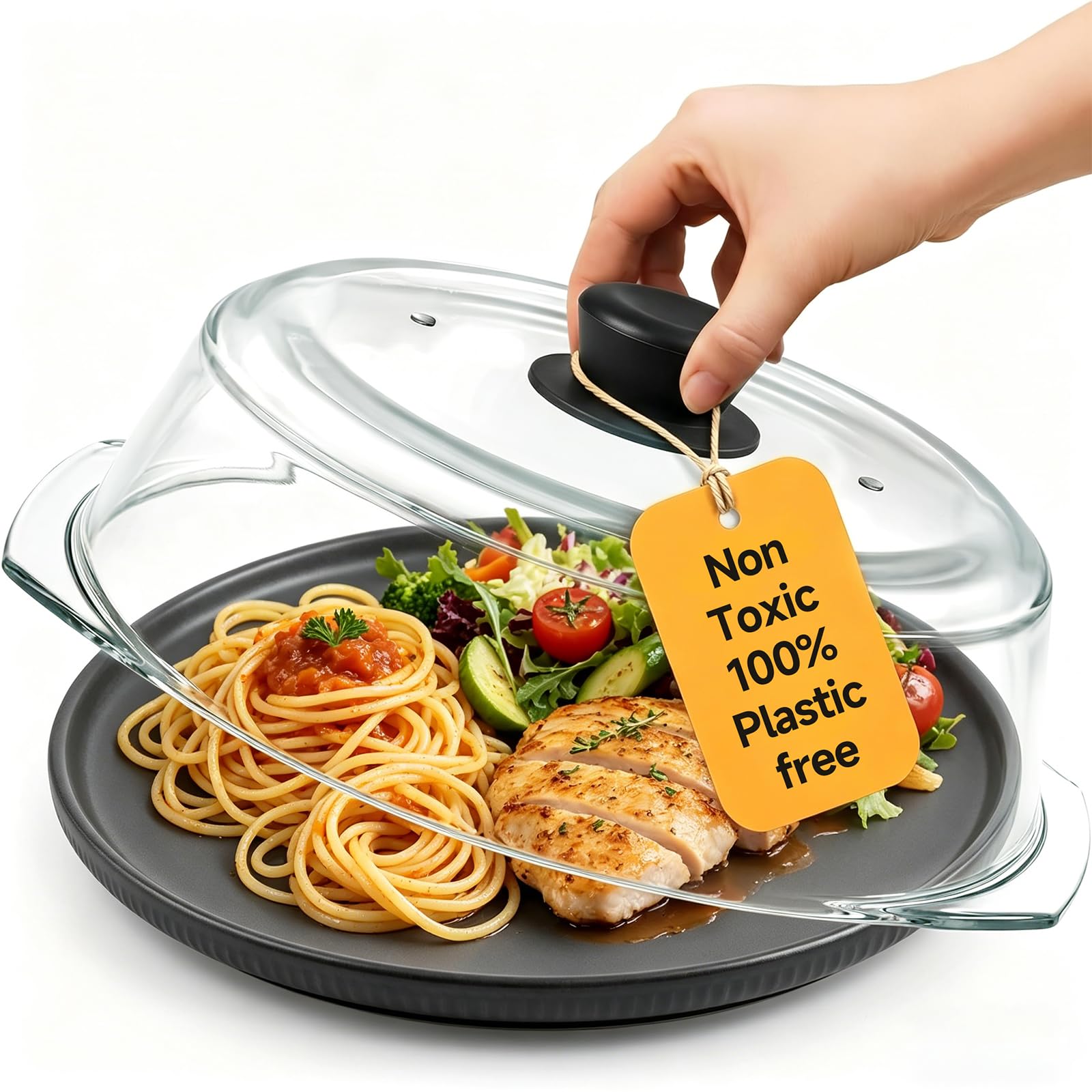 Photo 1 of LEDLAY Glass Microwave Splatter Cover with Silicone Handle