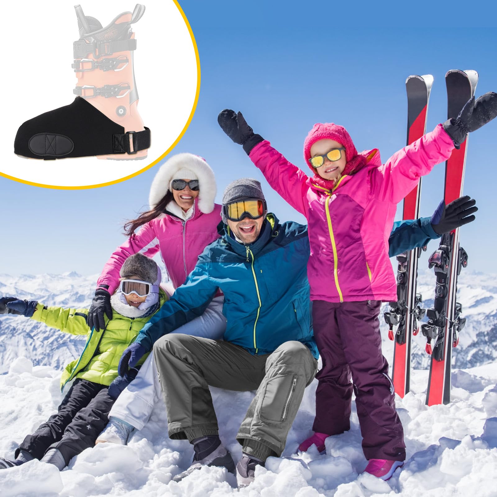 Tryly 2 pares de fundas para botas de esquí, fundas para botas de esquí de invierno para calidez, fundas para zapatos de esquí para nieve, mantiene tus pies secos y calientes para esquiadores,