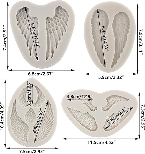 Miniatura 2 de Sijiangmold Moldes de silicona con alas de ángel para decoración de pasteles, decoración de cupcakes, pasta de goma de mascar de chocolate, juego de
