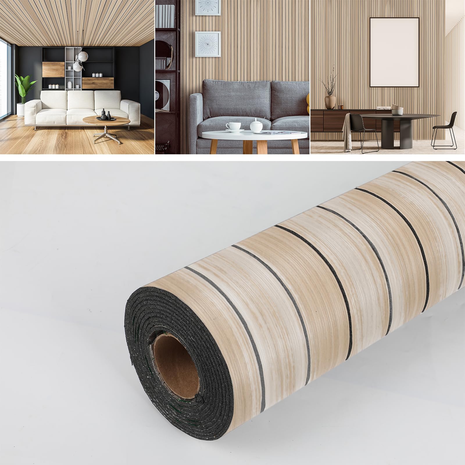 Autocollant Mural PVC Imitation Bois - 45cm X 3m - Imperméable Et Facile à Poser - 11