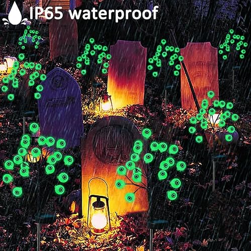Miniatura 6 de Decoraciones de Halloween para exteriores, luces solares de Halloween, paquete de 2 40 luces LED impermeables de estaca para decoración de