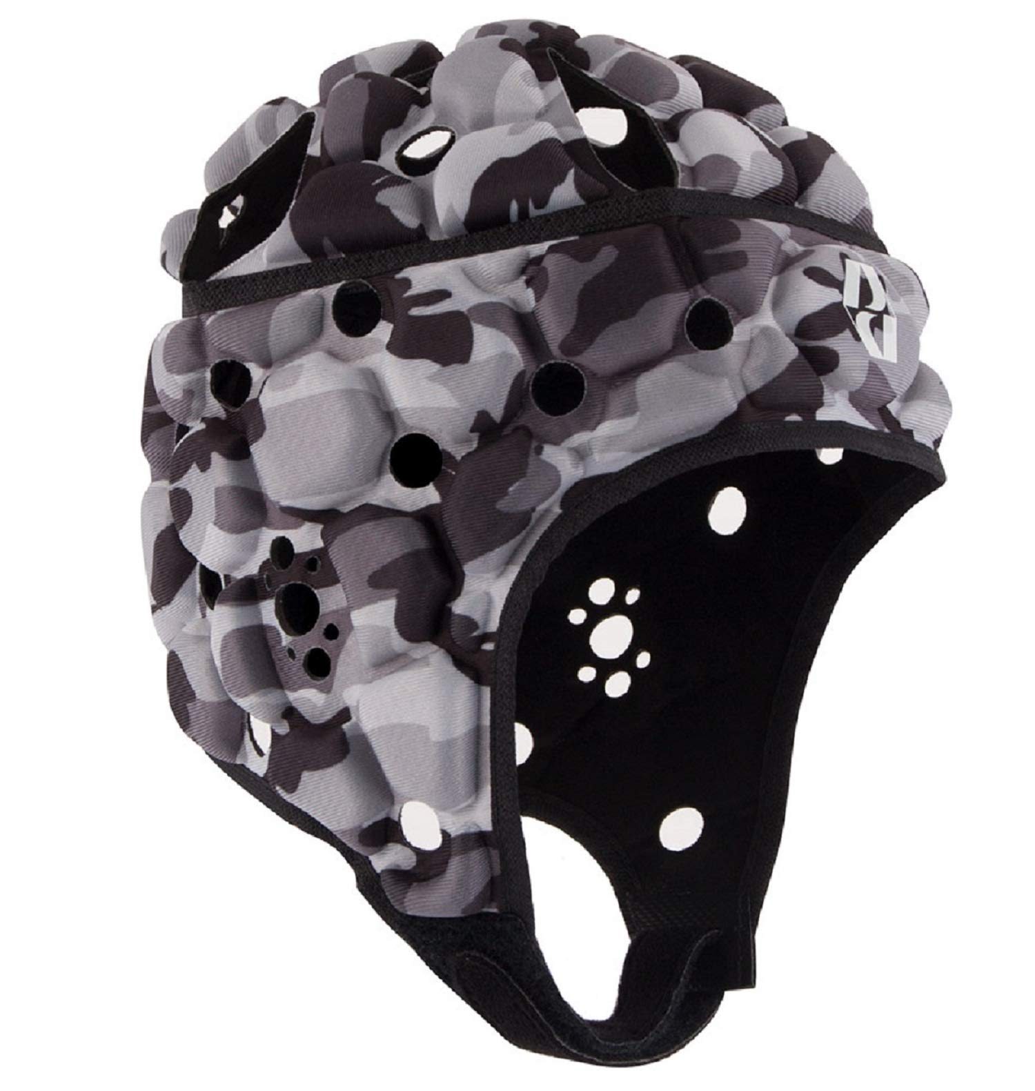 Body Armour Ventilator Headguard Rugby Head Protection Scrum Cap (Large Boys, Camo Black)