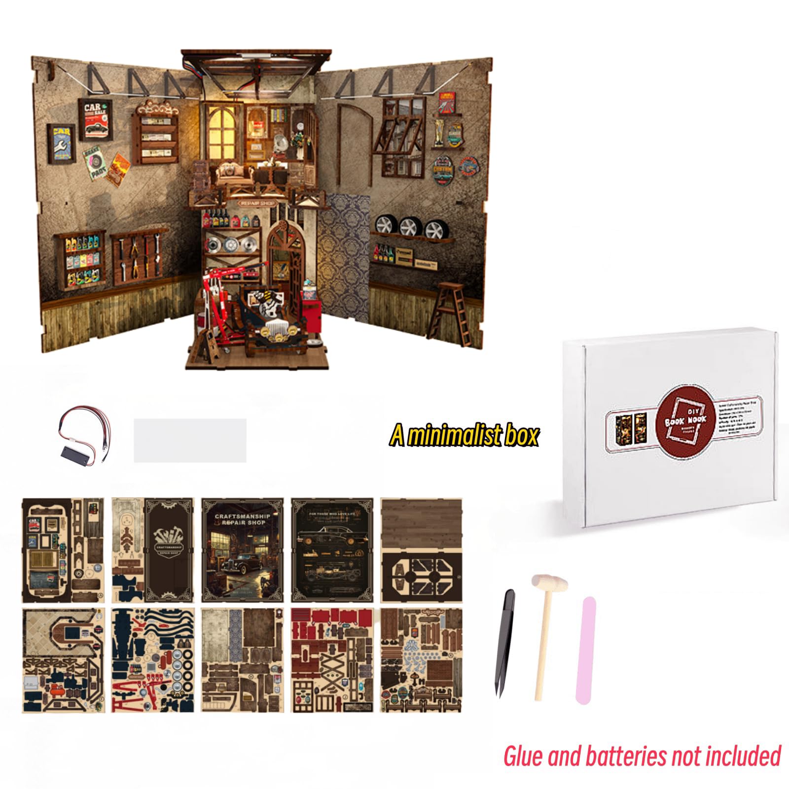 Amazon.com: DIY The Craftsman's Garage Book Nook, Retro Auto
