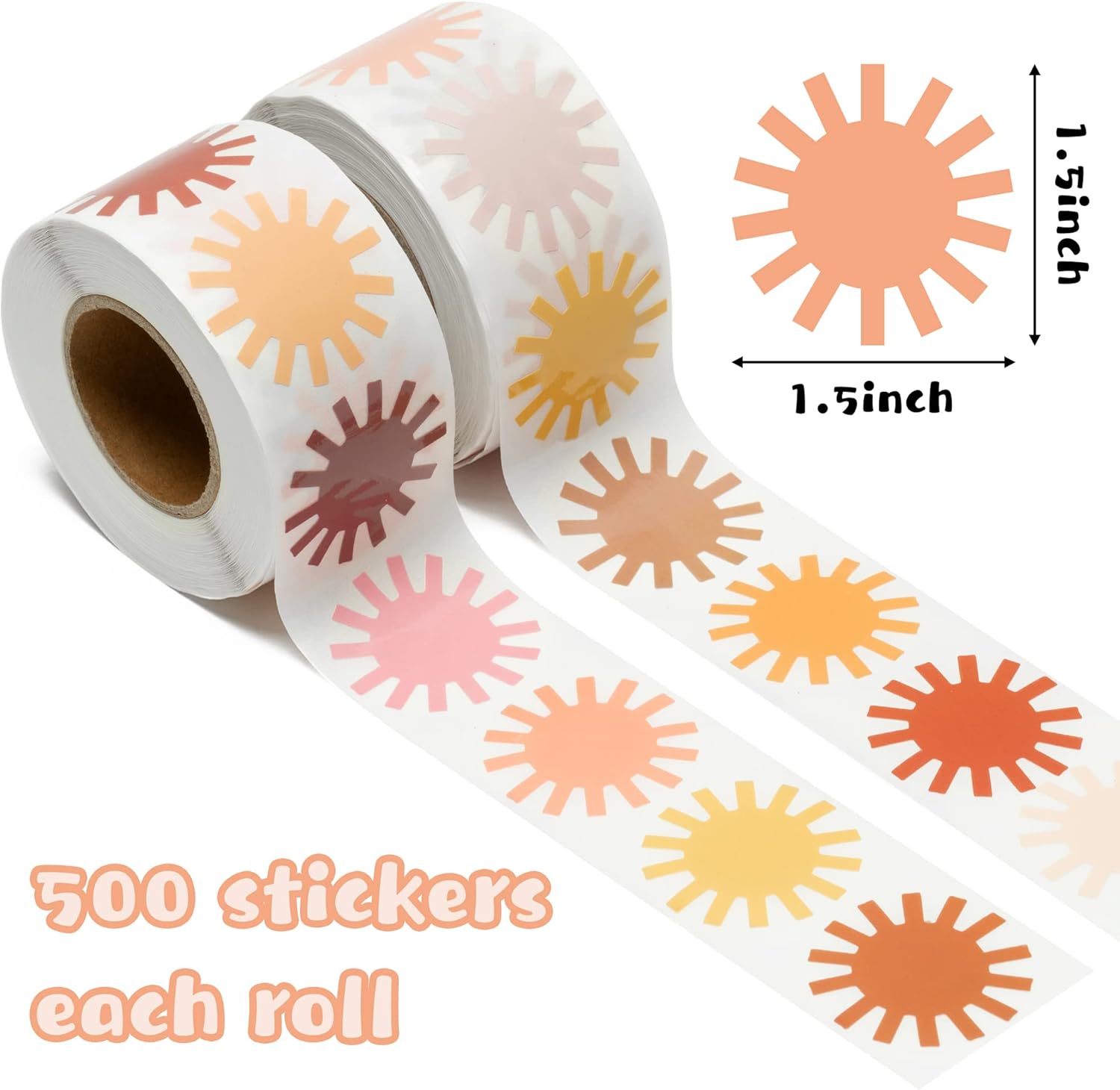 1000Pcs Boho Sun Stickers Roll First Trip Around The Sun Birthday Party Favor Stickers You are My Muted Sunshine Envelope Sticker Seals Party Decoration Supplies - Image 2