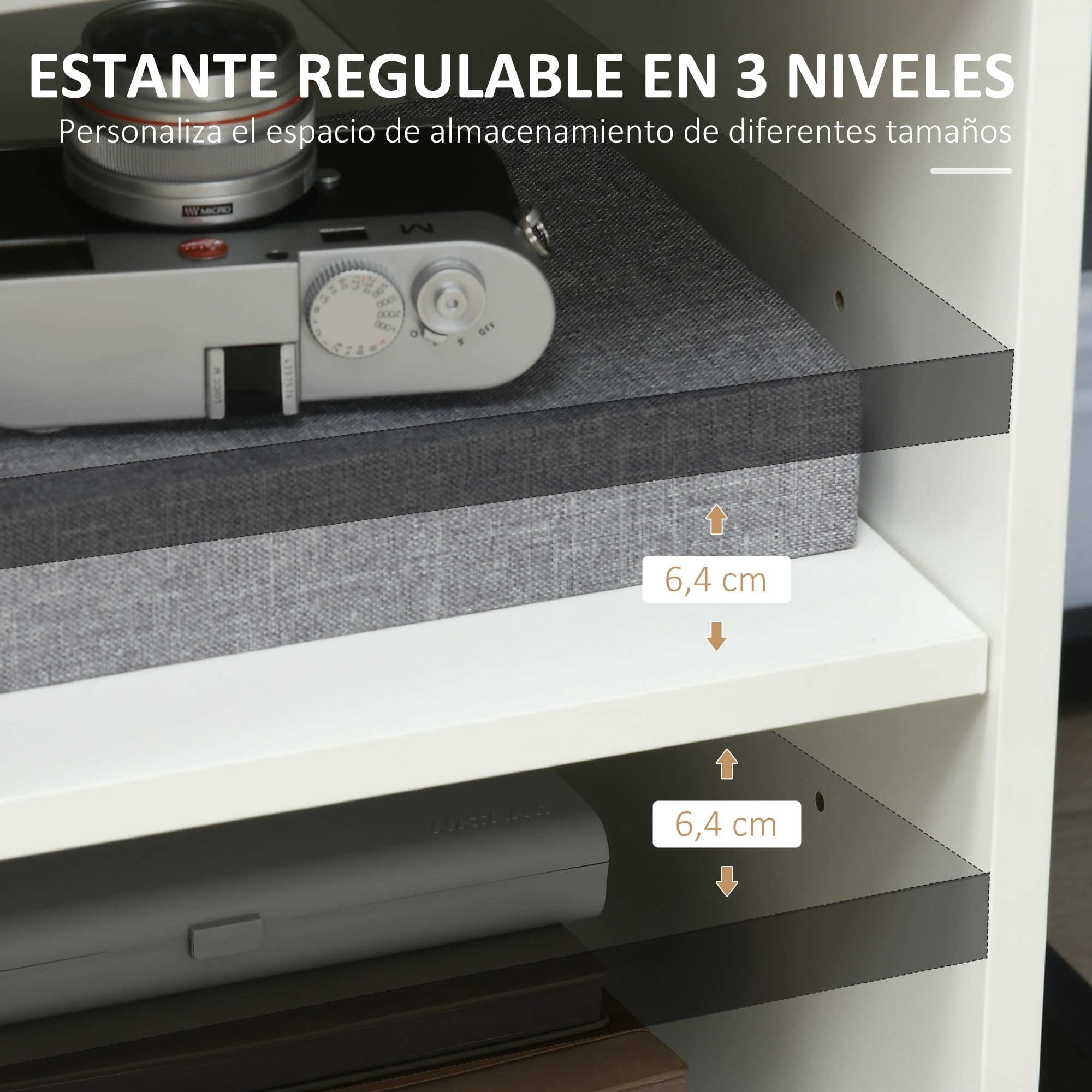 HOMCOM Mueble con Ruedas para Impresora Armario de Oficina Multifuncional con Estantes con Amplio Espacio de Almacenaje 60x50x65,5 cm Blanco