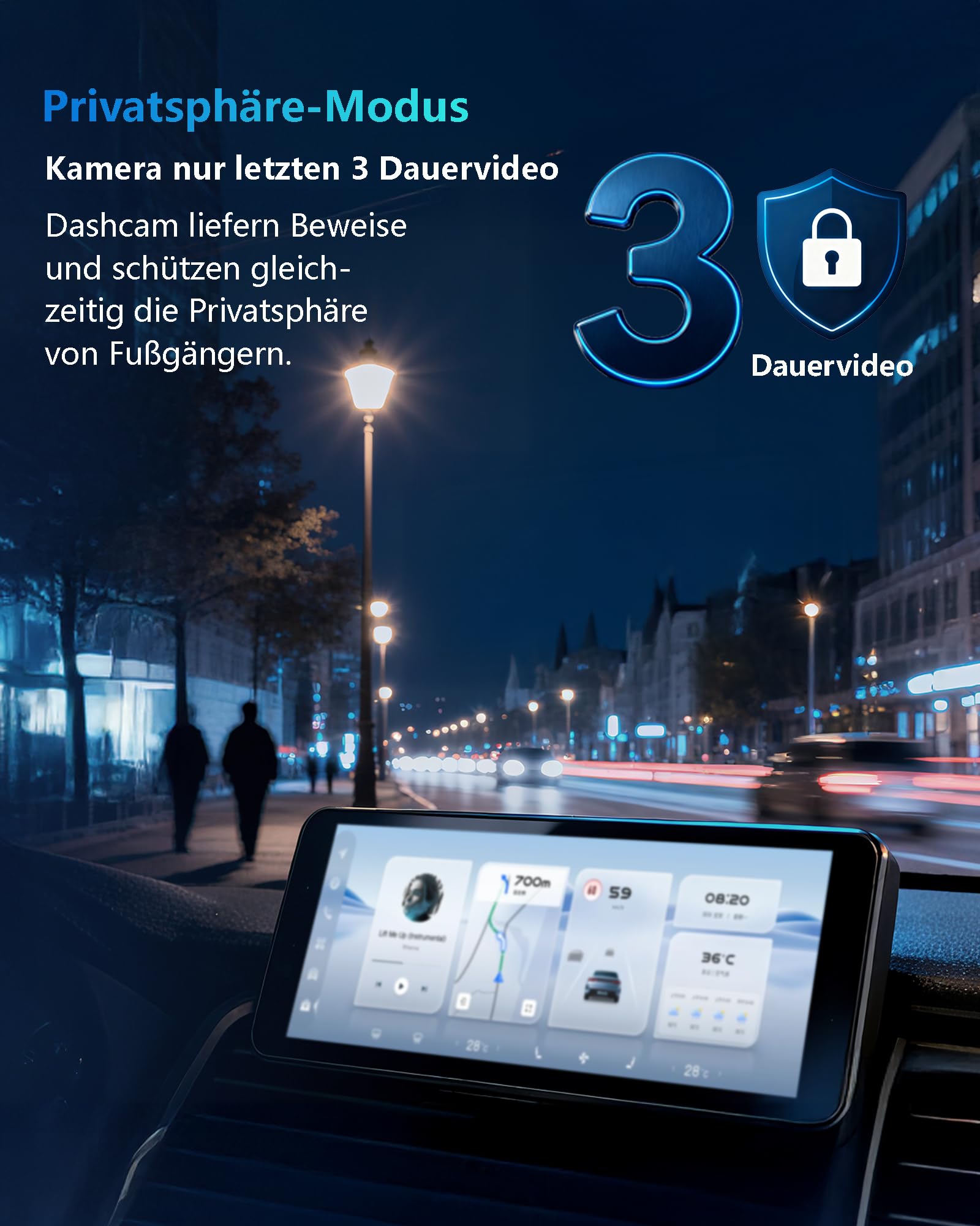 HUPEJOS 4K Dashcam Auto Vorne Hinten, Touchscreen 4 Zoll, STARVIS 2, V100