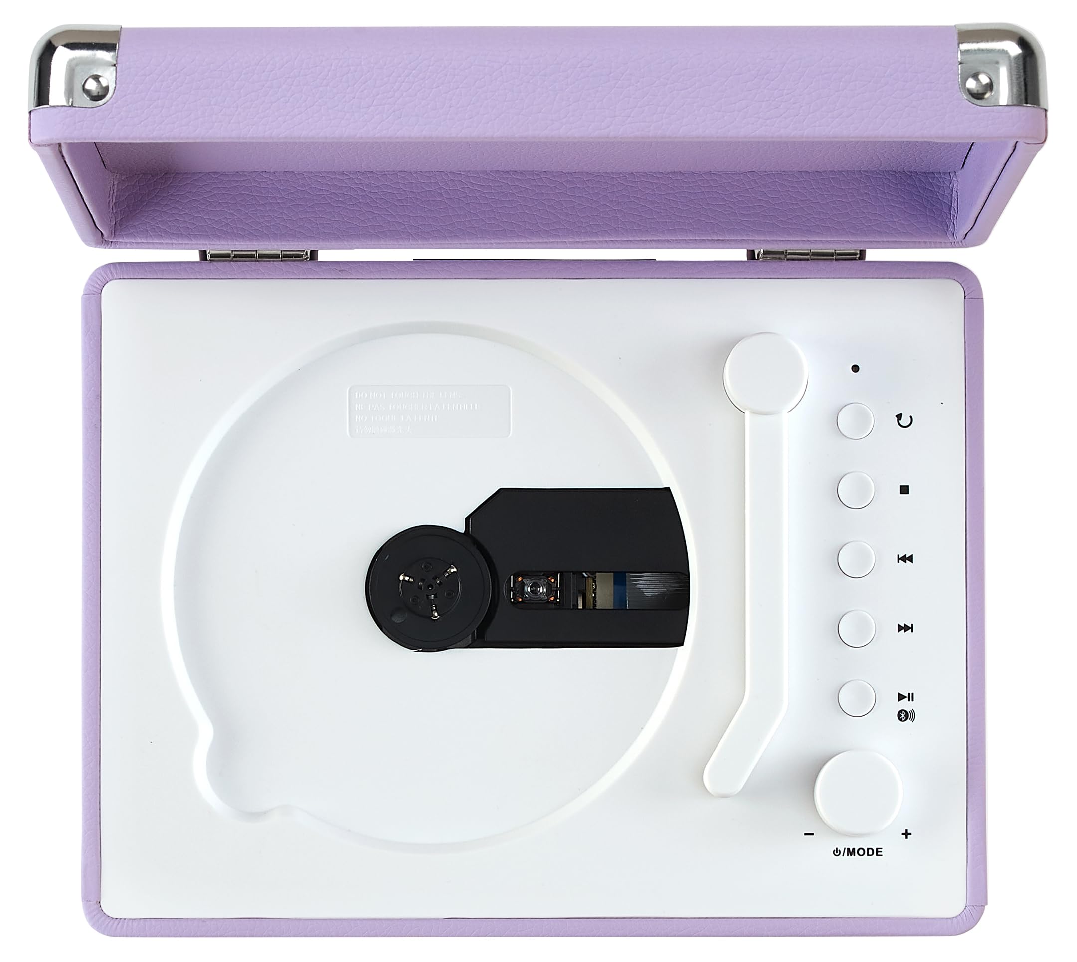 Crosley CR3505A-LN Cruiser Retro tragbarer CD-Player mit Stereo-Bluetooth-Lautsprechern und FM-Radio, Lavendel