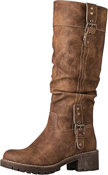 GLOBALWIN Women's Chunky Low Heels Boots Knee High Boots For Women