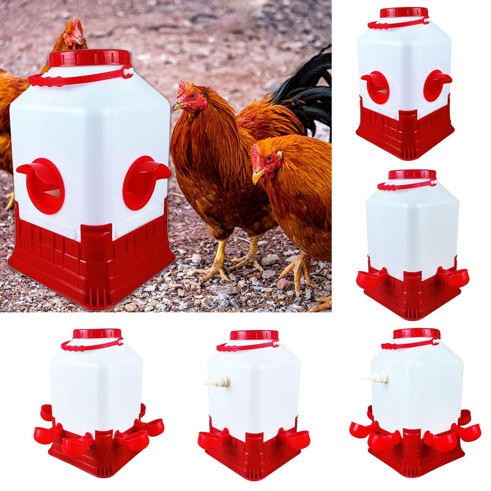 Dispensador automático de alimentos y bebedero a prueba de fugas de 10 l, antiresiduos para patos, gansos, pollos, comedero automático para pollos y bebedero