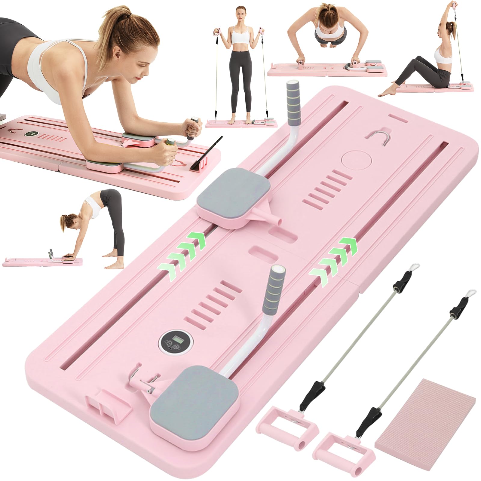 Pilates Board, Foldable Pilates Reformer With Timer, 7-in-1