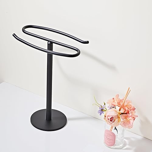 Miniatura 3 de Soporte para toallas de mano negro mate toallero independiente soporte para barra de toalla de acero inoxidable SUS304 barra de torre para baño