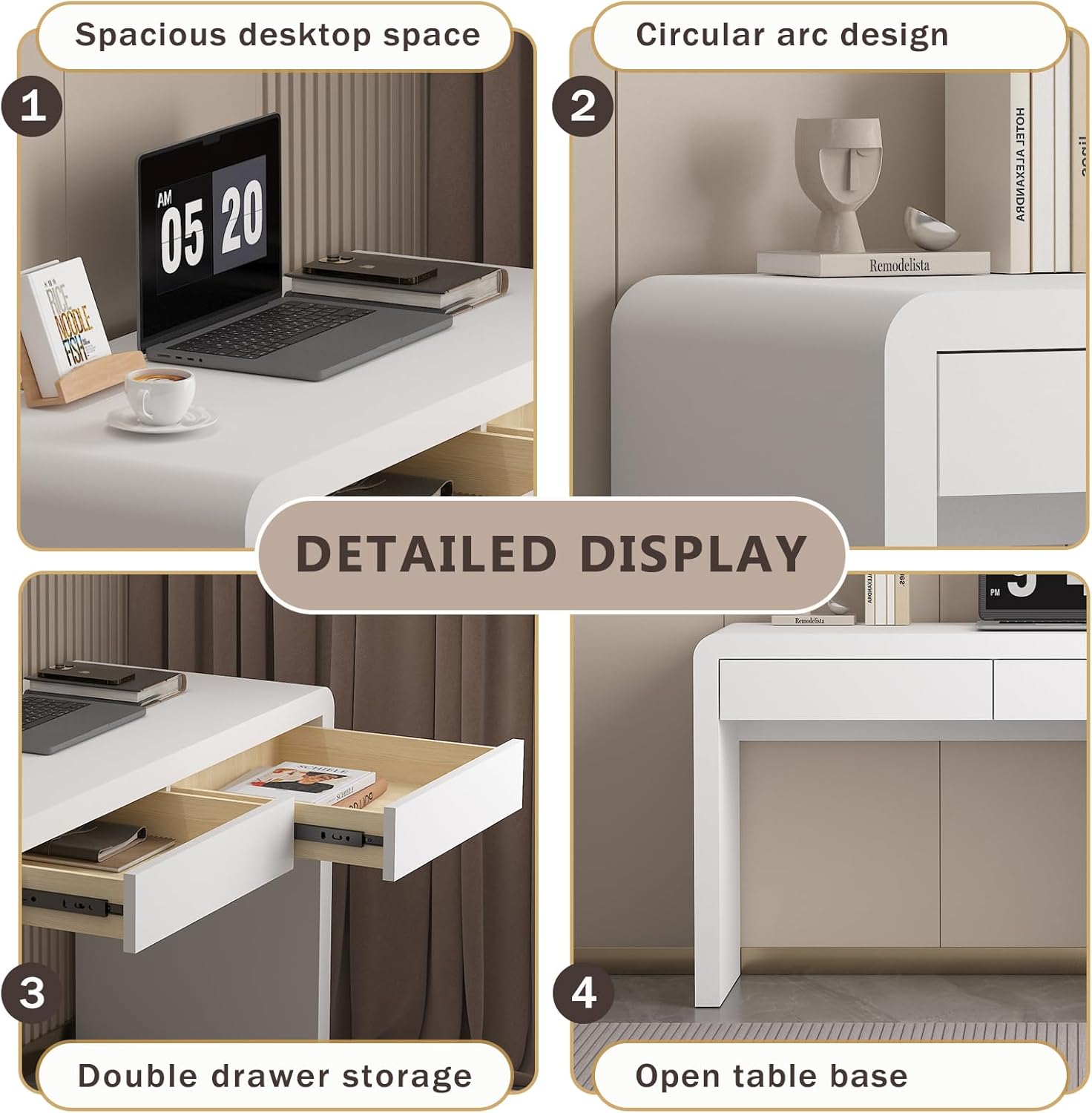 White Computer and Gaming Desk with Drawers.Home Office desks for Bedroom.Wooden Kids' Writing Table.Three-Layer Lacquered Thick Wooden Board Work Desk That can be Used as a Vanity(Z-101) White 2- drawers