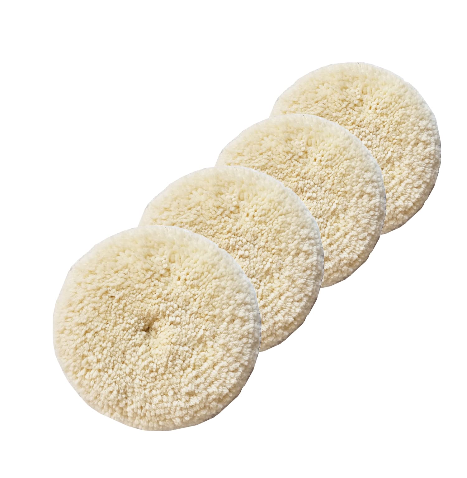Sisha Wool Polishing Pads, 4 Pack 6" Buffing Pads with Hook and Loop Back for Compound, Cutting & Polishing, 100% Natural Wool, Thick and Aggressive