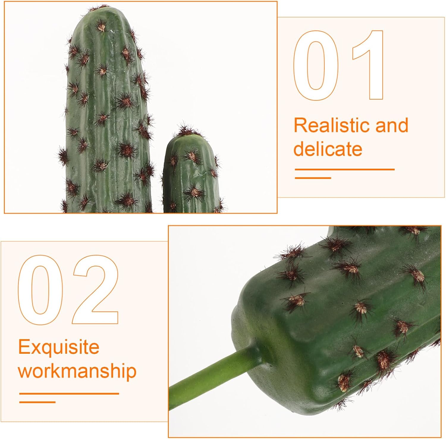 Alipis Simulated Succulents Unpotted Cactus Decor for Tabletop Realistic Fake Cactus Ornament for Home Office and Garden Layout Lightweight 2.76X6.69X2.76 Inches