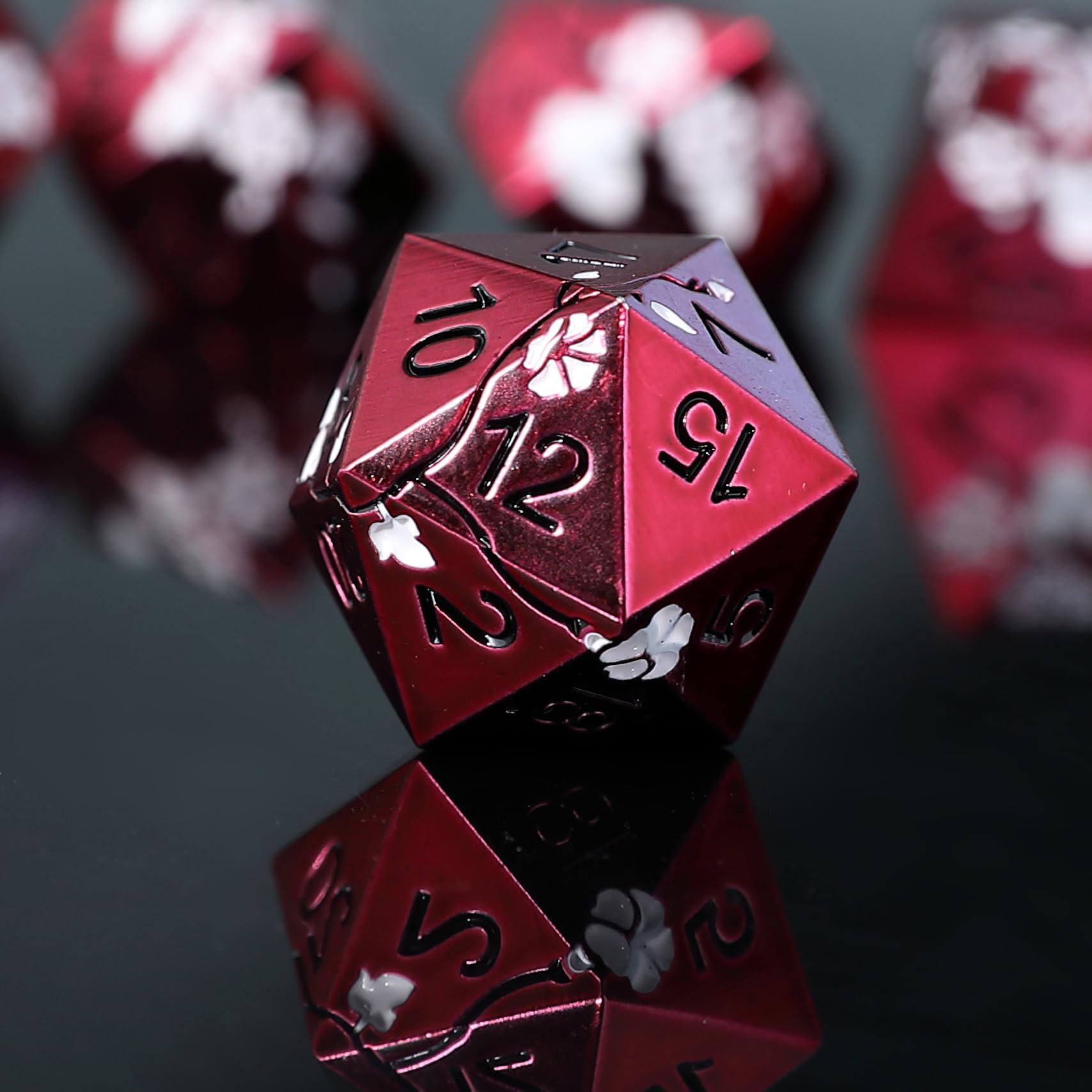 Elifel Metal DND Dice Set 7 PCS Flower Metallic Heavy Solid D&D Dice Set for Dungeons and Dragon TTRPG Tabletop Role Playing Game - Image 3